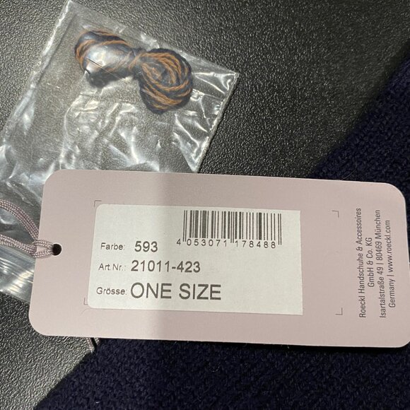 New Roeckl Germany Woman Fairy Bow Navy Beige Soft Merino Wool Gloves OS - Picture 5 of 5